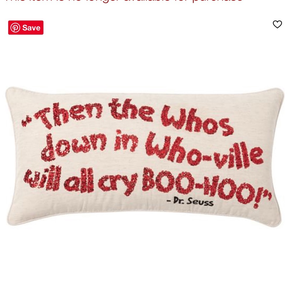 ISO pottery barn the grinch pillow
